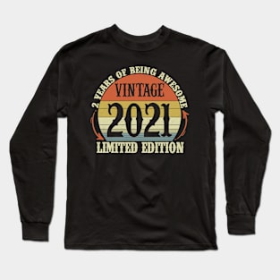 Vintage 2021 Limited Edition 3 Year Old Gifts 3rd Birthday Long Sleeve T-Shirt
